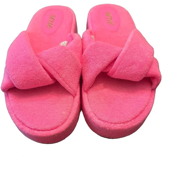 Aerie Terry Twist Platform Sandals Pink - Picture 7 of 8